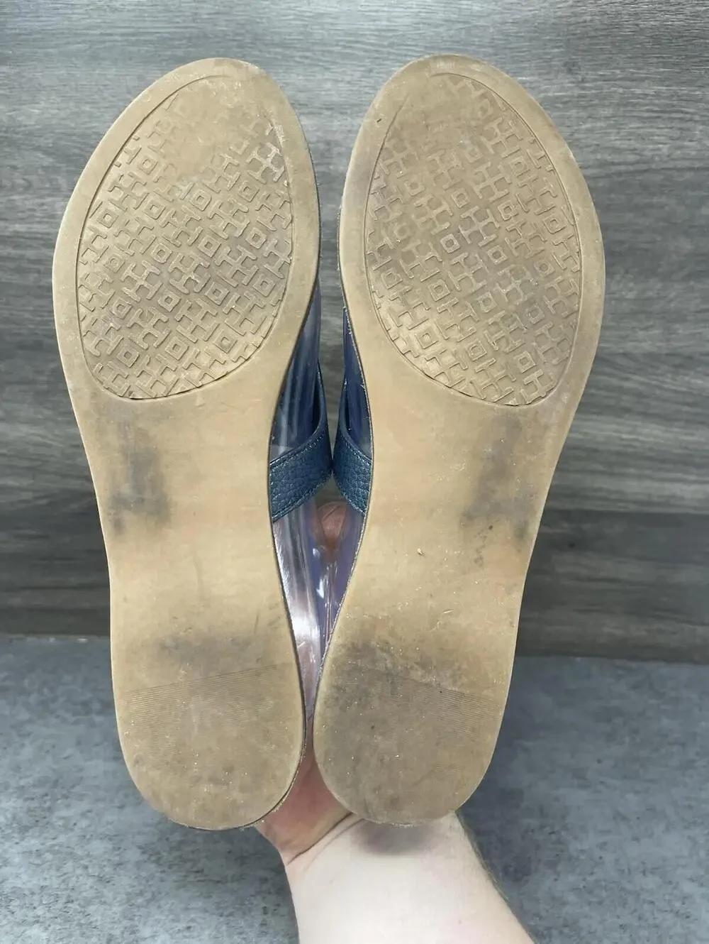 Tory Burch Flat Thong Sandals Womens Size 9 Blue Leather Slip On